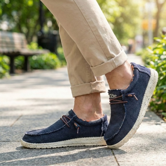 Hey Dude Wally Sox "Blue Multi" Men's Size 10 - Picture 1 of 14